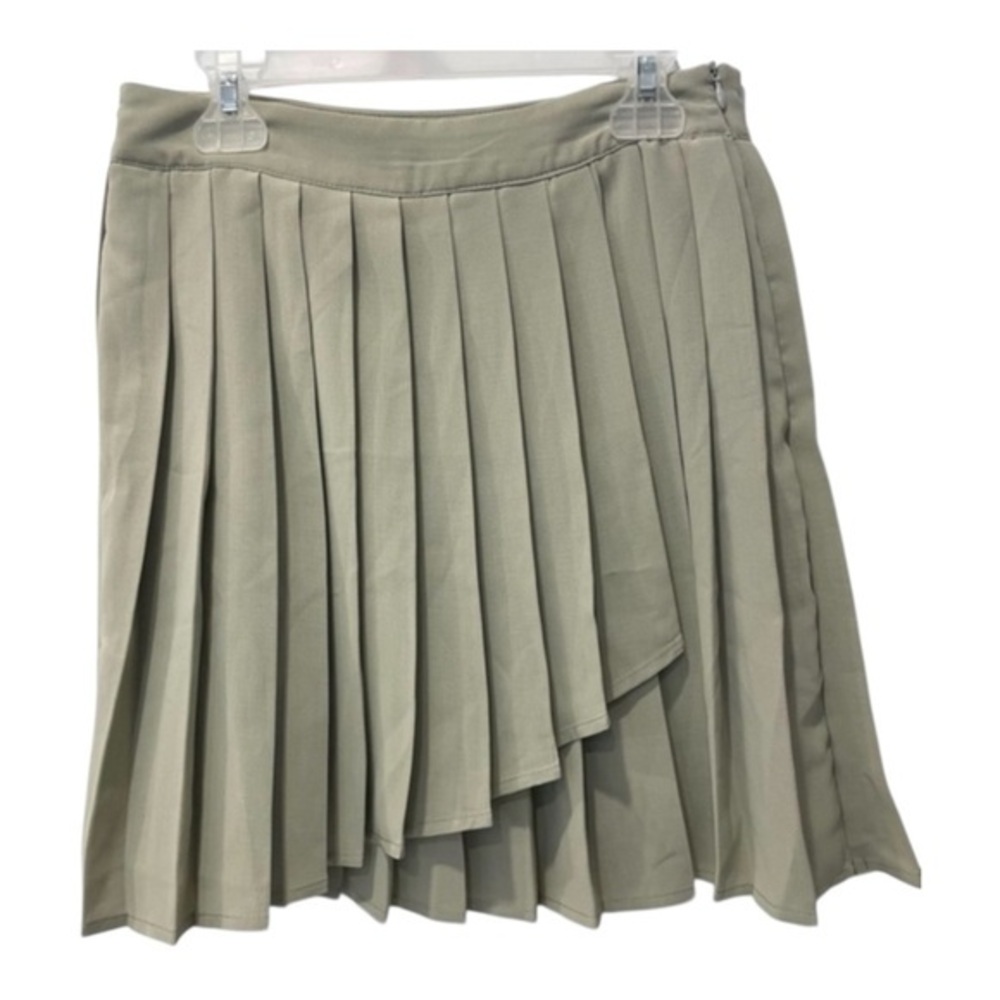 Papermoon Pleated Light gray/taupe Mini Skirt, Size S, Side Zipper